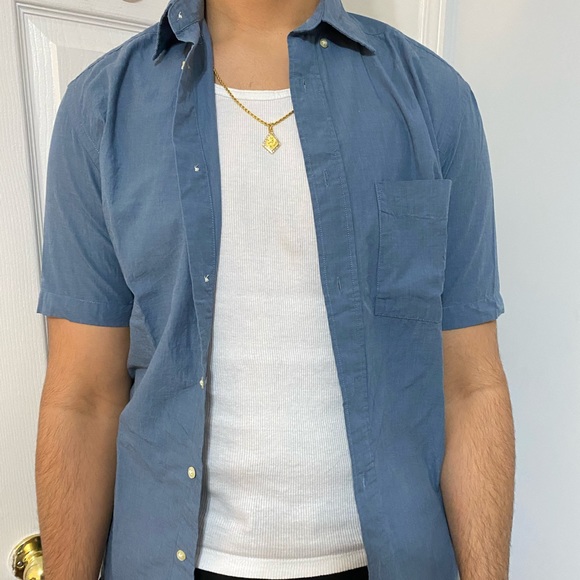 Denim Short Sleeve Button Down Overshirt - Picture 3 of 3